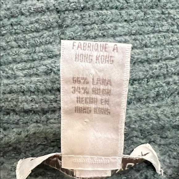 Comfy Cozy Button Front Pockets Jones New York Textured Green Wool Blend Sweater - Picture 9 of 10